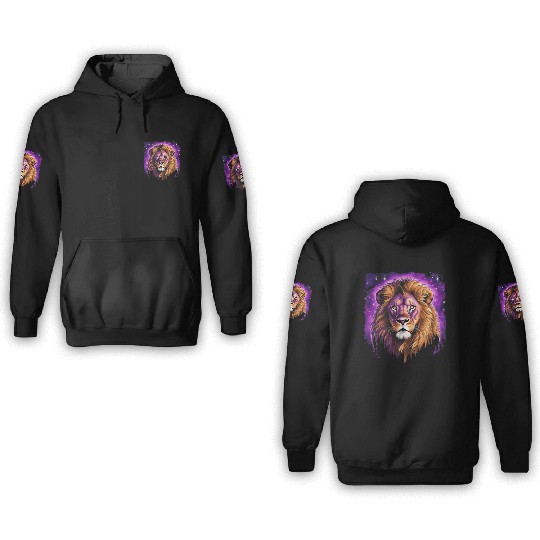 Starry Night 3D Hoodies design of lion Rembrandt style