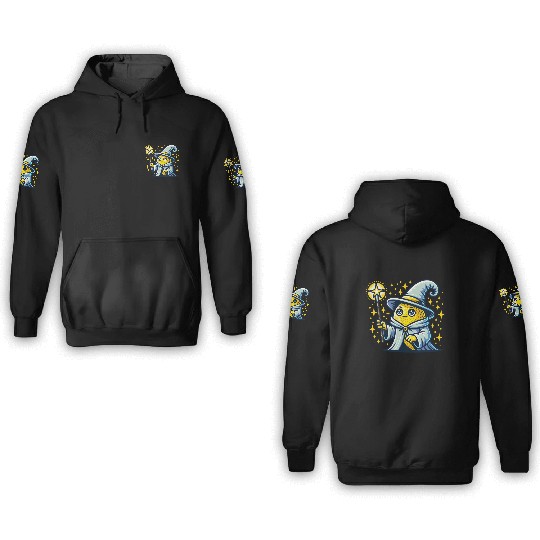 Cute Wizard Lemon with Magic Wand 3D Hoodies