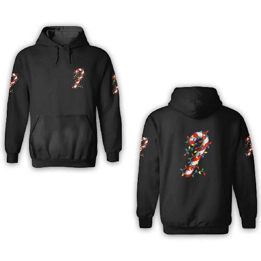 Candy Cane Merry and Bright Christmas Lights Candy 3D Hoodies