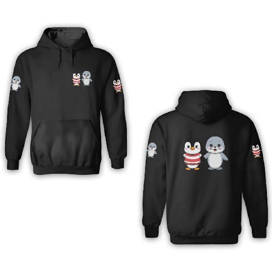 Penguin and Seal Friends 3D Hoodies