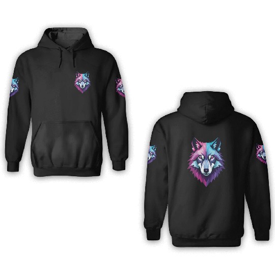 A geometric Wolf 3D Hoodies