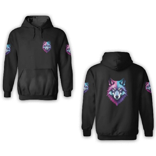 A geometric Wolf 3D Hoodies