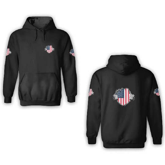 Bold American Flag Inside Design 3D Hoodies