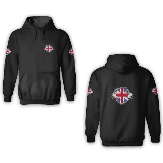 Union Jack Ripped Style UK Pride 3D Hoodies