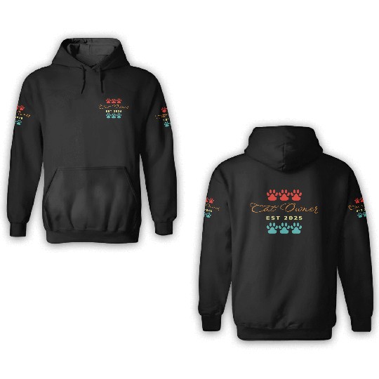 cat owner est 2025 3D Hoodies