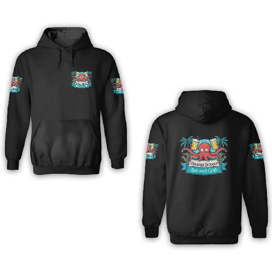 Obvious Octopus Bar and Grill 3D Hoodies