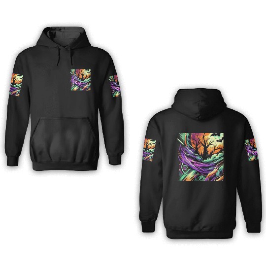 3D Hoodies Halloween Graffiti Design - Neon Abstract