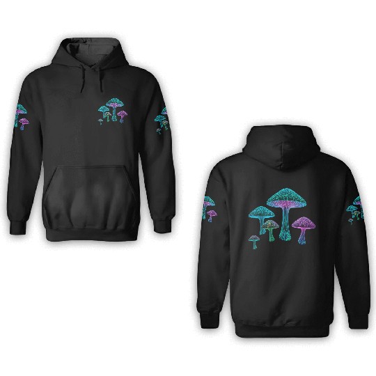Psychedelic Neon Fungi Glow 3D Hoodies