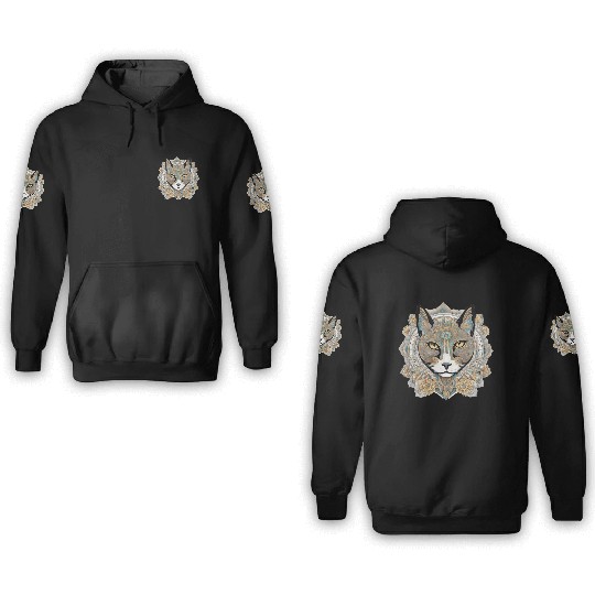 Pharaonic Pastel Cat Heart Art 3D Hoodies