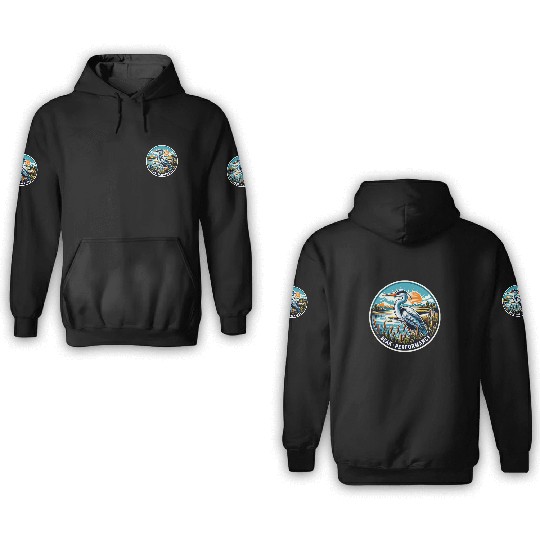 Great Blue Heron Beak Performance Retro 3D Hoodies