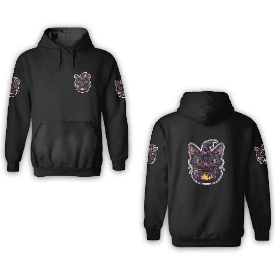 Cat Boiler Cat Witch Halloween 3D Hoodies