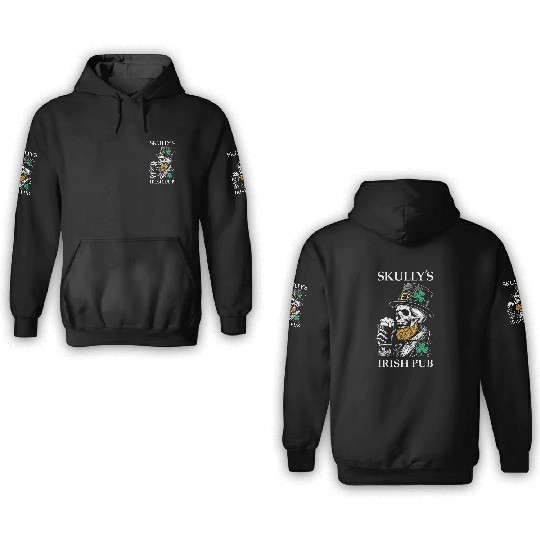 Skully's Irish Pub Skull St. Patrick's Day 2025 Sh 3D Hoodies