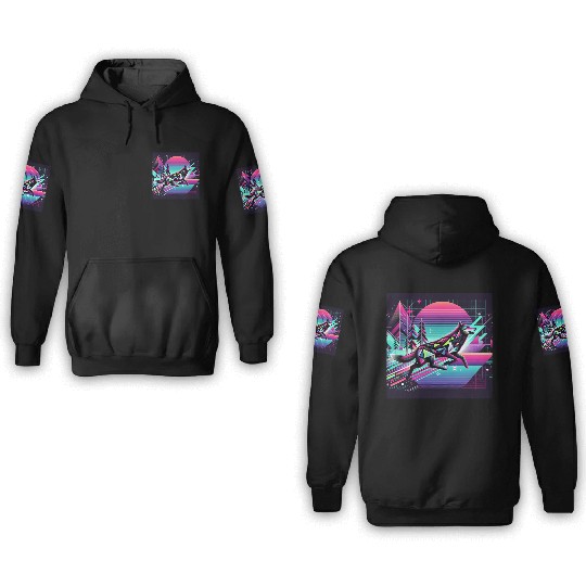 Neon Wolf - Retro Vibes 3D Hoodies