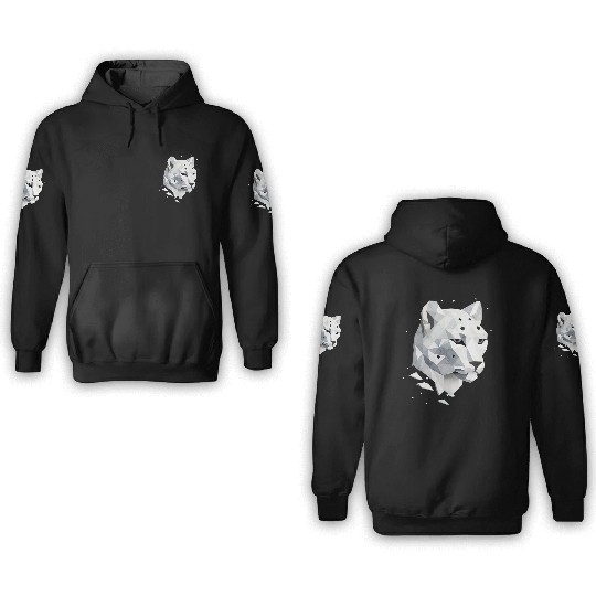 Geometric Snow Leopard - Elegance of the Wild 3D Hoodies