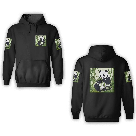 Chill Panda Eating Bamboo Cute Relaxed Design 3D Hoodies