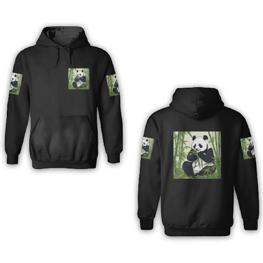 Chill Panda Eating Bamboo Cute Relaxed Design 3D Hoodies