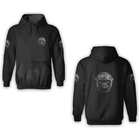 Biker Gorilla Motorcycle Silver Back Monkey 3D Hoodies