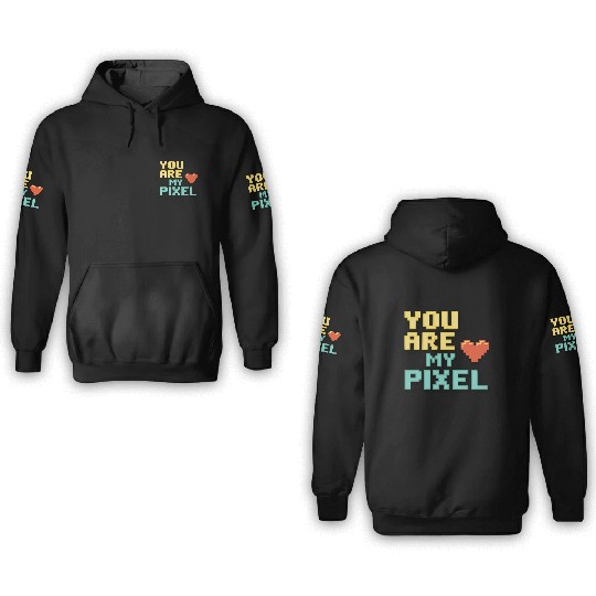 Gamer Valentine's Pixel 8-bit Gaming Couple 3D Hoodies