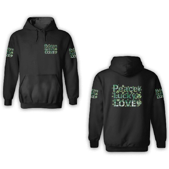 Peace Lucky Love – Irish Plaid St. Patrick’s Day 3D Hoodies