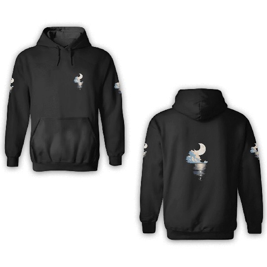 Full Moon Over sea 3D Hoodies