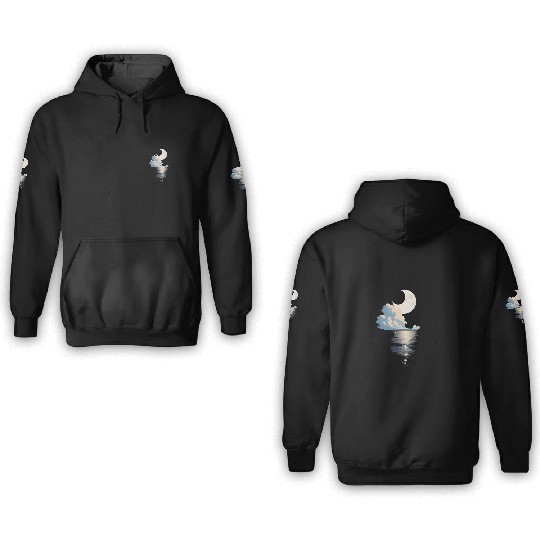 Full Moon Over sea 3D Hoodies