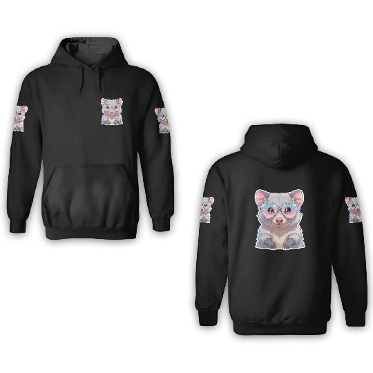 Opossum with glasses 3D Hoodies