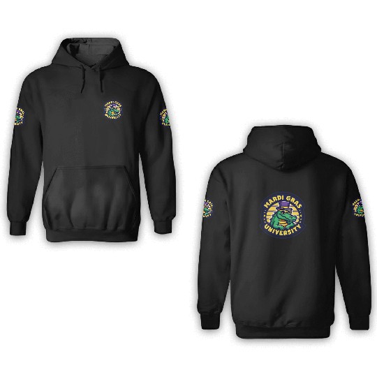 Mardi Gras University Alligator Men's Mardi Gras 3D Hoodies