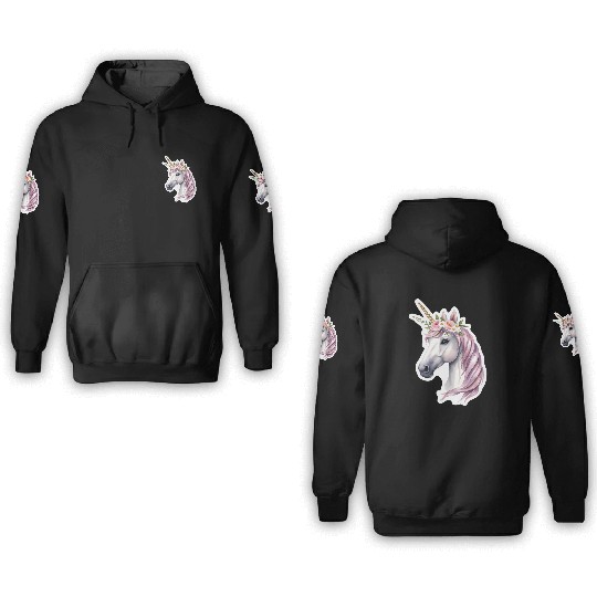 unicorn with flowers 3D Hoodies