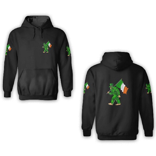 St. Patrick's Day Bigfoot Ireland Flag 3D Hoodies