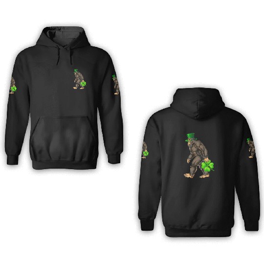 Vintage St Patricks Day Bigfoot Sasquatch Irish 3D Hoodies