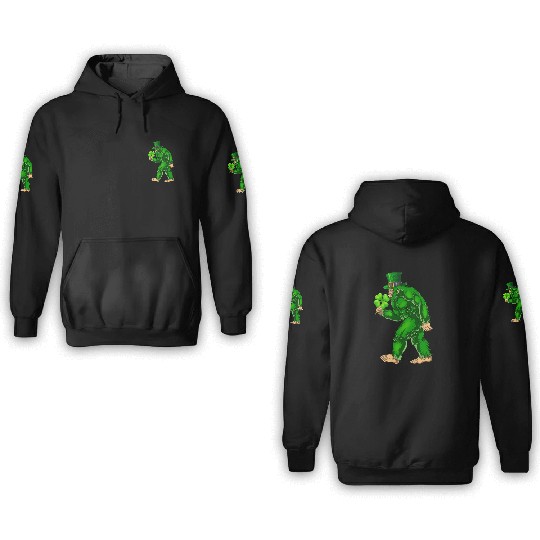 Vintage St Patricks Day Bigfoot Sasquatch Irish 3D Hoodies