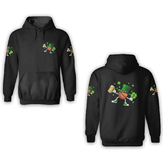 Basketball Drinking Beer St Patrick's Day 3D Hoodies