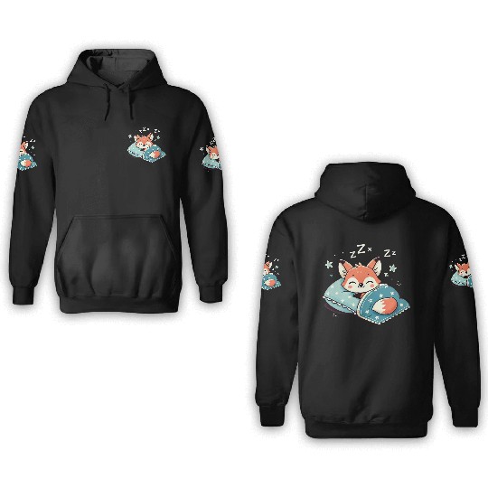 Fox Sleeping In Bed At Night Time 3D Hoodies