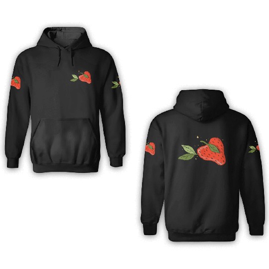 Heartfelt Strawberry Delight 3D Hoodies