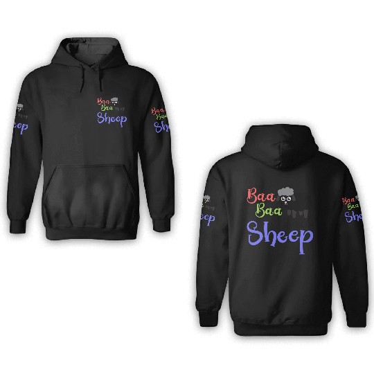 Baa Baa Black Sheep – Whimsical Nursery Rhyme Art 3D Hoodies