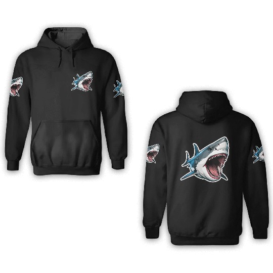 Big White Shark Attack 3D Hoodies
