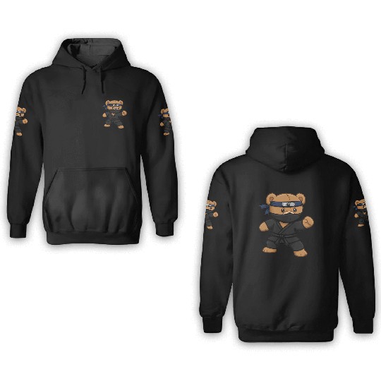 Teddy bear ninja 3D Hoodies