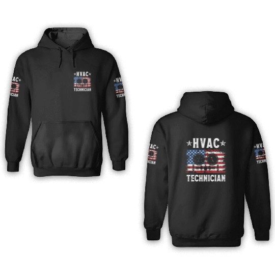HVAC Technician Patriotic US American Flag 3D Hoodies