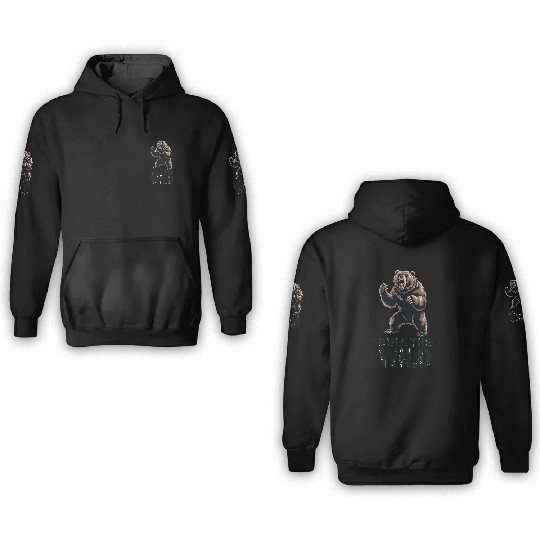 Wild Dominance: Roaring Grizzly Power 3D Hoodies