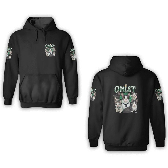 Vintage 90s Aesthetic Multi-Cat Graphic 3D Hoodies
