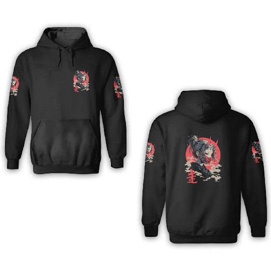 Beautiful Japanese Demon Anime Girl Waifu Geisha 3D Hoodies