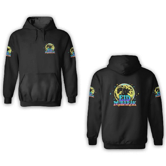 Eid Mubarak Celebration 3D Hoodies – Festive & Joyful