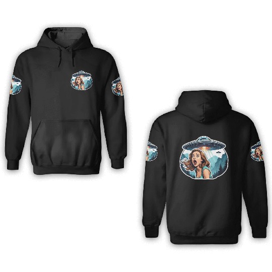 Alien UFOs are abducting a beautiful woman 3D Hoodies