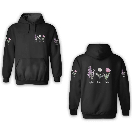 Vintage Floral Plant Foxglove Daisy Tulip Flower 3D Hoodies