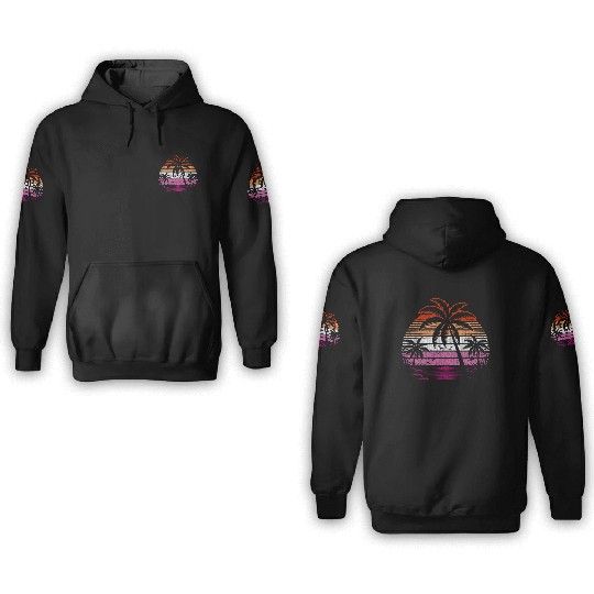 Retro Sunset Lesbian Pride Palm Trees 3D Hoodies