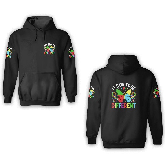 It’s OK to Be Different Autism Awareness Butterfly 3D Hoodies