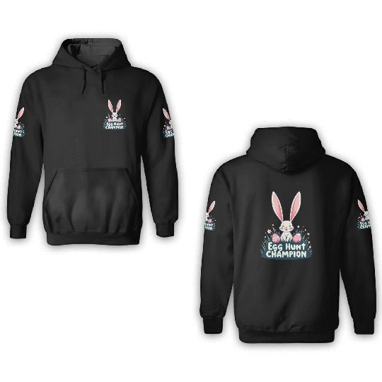 Egg Hunt Champion Bunny Design 3D Hoodies