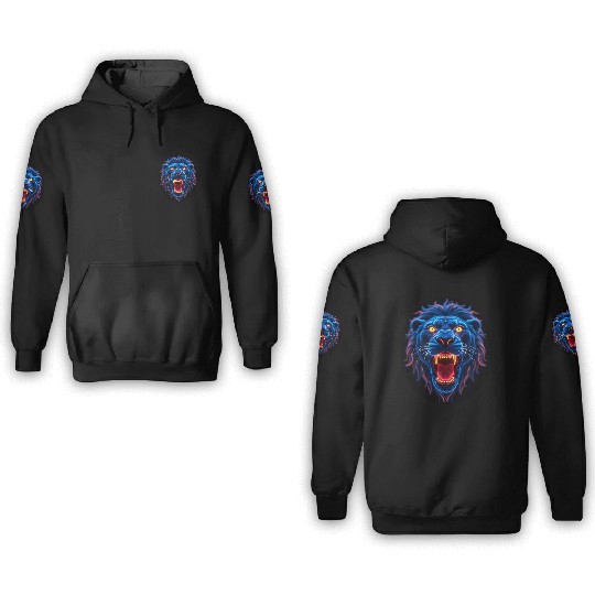 lion roaring wild 3D Hoodies
