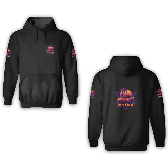Retro Drive – Neon Synthwave Speed 3D Hoodies