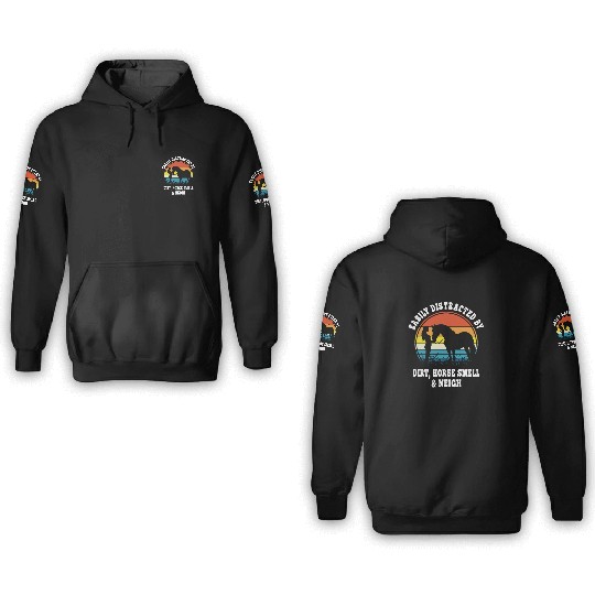 Retro Sunset Horse Girl Vintage Equestrian Rainbow 3D Hoodies